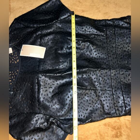 Michael Kors Black Dress A-Line Eyelet Trim Short Sleeve Crew Neck Size 4 - Picture 9 of 14